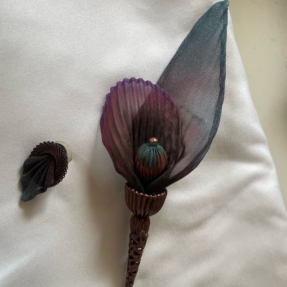 Sarah Cavender pin and earrings